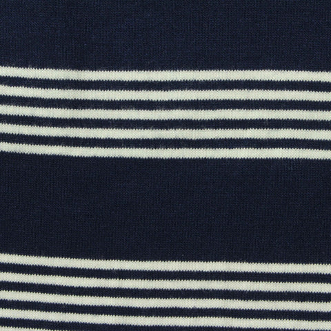 Navy Horizontal-Stripe Jersey Knit, Viscose, 190 gsm