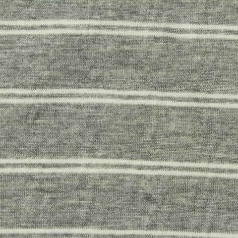 White Horizontal-Stripe Jersey Knit, Polyester, 190 gsm, 153 cm
