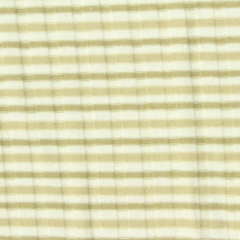Beige Horizontal-Stripe Rib Knit, Viscose-Poly