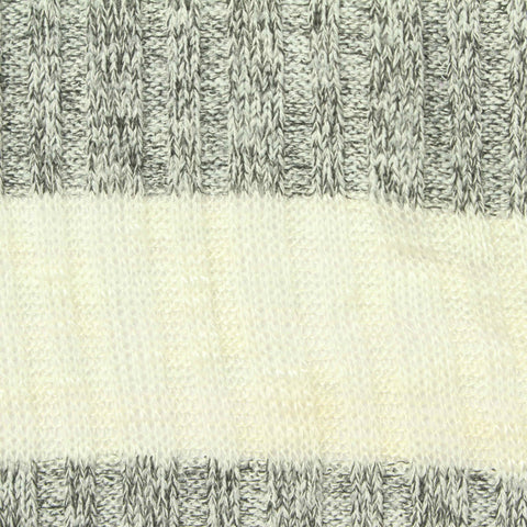 Cream Horizontal-Stripe Rib Knit, Poly-Viscose, 185 gsm