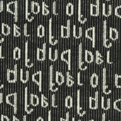 Jacquard Polyester Viscose Stretch Rib Knit Fabric, 250 gsm, 160 cm — Black