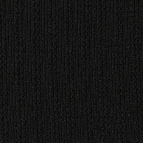Polyester Stretch Rib Knit Fabric, 283 gsm, 165 cm — Black