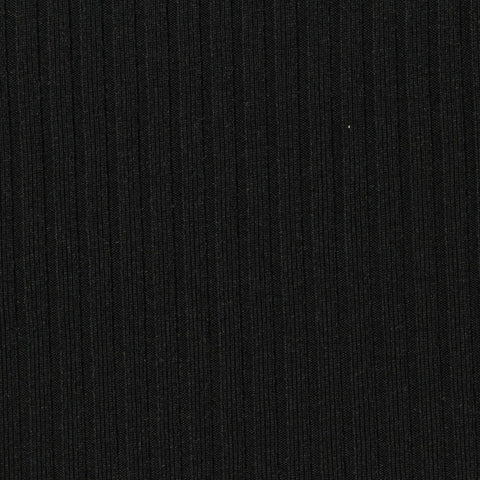Polyester Stretch Rib Knit Fabric, 220 gsm, 165 cm — Black, ref EF-246812
