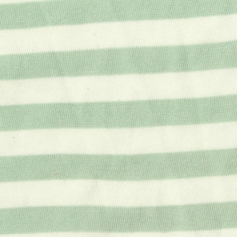 Light Green Horizontal-Stripe Jersey Knit, Cotton-Modal
