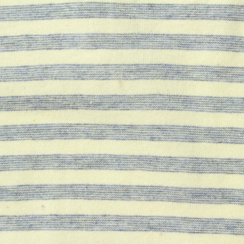 Cream Horizontal-Stripe Jersey Knit, Cotton, 177 gsm