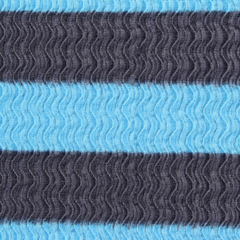 Blue Horizontal-Stripe Warp Knit, Polyester