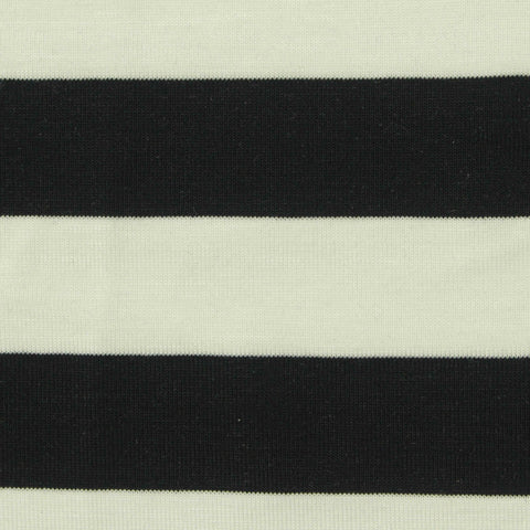 Black Horizontal-Stripe Jersey Knit, Tencel Lyocell, 220 gsm