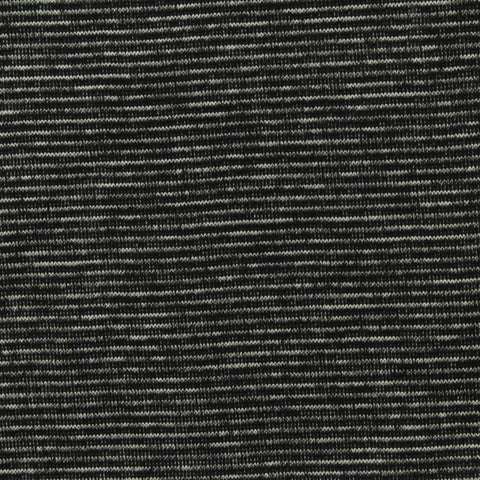 Black Horizontal-Stripe Interlock Knit, Cotton-Poly