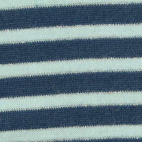 Dark Blue Horizontal-Stripe Jersey Knit, Cotton