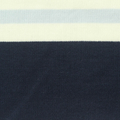 Dark Blue Horizontal-Stripe Ponte Knit, Viscose