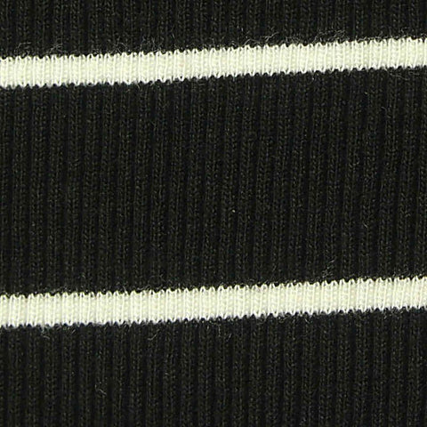 Black Horizontal-Stripe Rib Knit, Viscose, 296 gsm