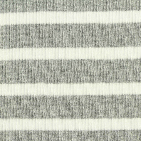 Grey Horizontal-Stripe Rib Knit, Viscose