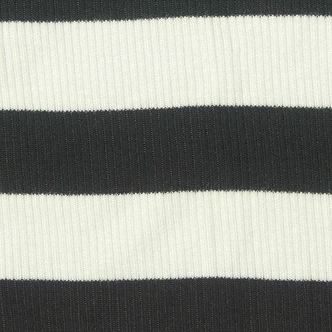 Black Horizontal-Stripe Rib Knit, Viscose, 247 gsm