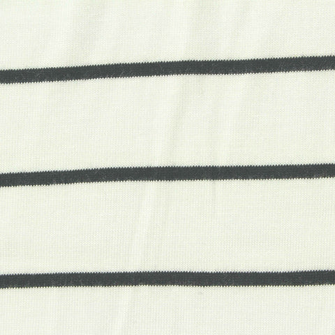 Dark Grey Horizontal-Stripe Jersey Knit, Viscose