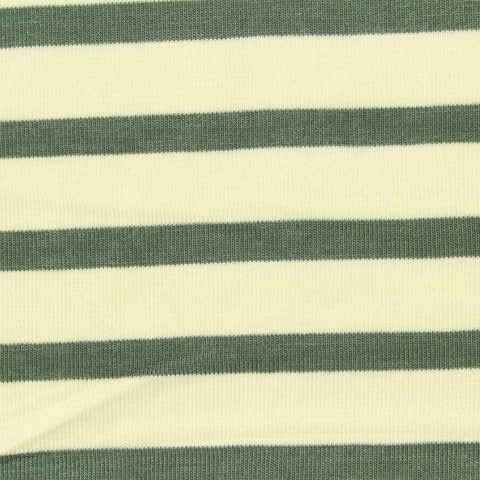 Cream Horizontal-Stripe Knit, Viscose, 190 gsm