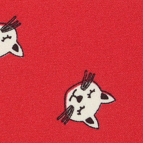 White Cartoon-Cat Linen-Look, Polyester