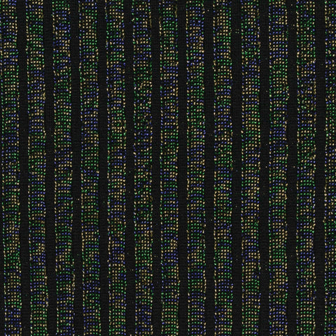Green Vertical-Stripe Rib Knit, Nylon-Metallic