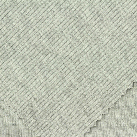 Light Grey Marl Rib Knit, Polyester, 310 gsm, 120 cm