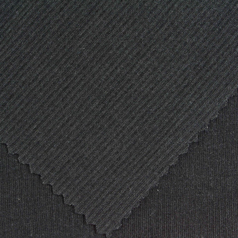 Polyester Stretch Rib Knit Fabric, 320 gsm, 120 cm — Black