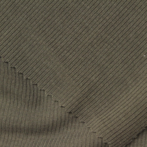 Polyester Stretch Rib Knit Fabric, 290 gsm, 120 cm — Khaki