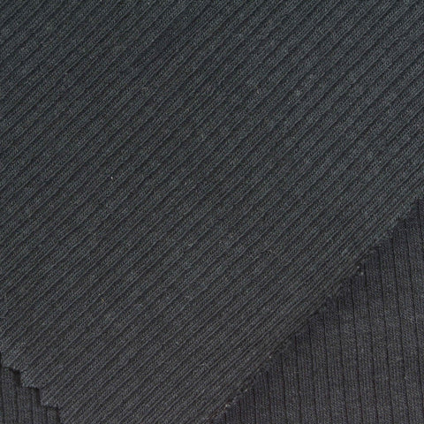 Rib Knit Fabric, 250 gsm, 110 cm — Black