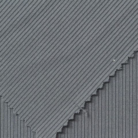 Polyester Stretch Rib Knit Fabric, 255 gsm, 160 cm — Grey
