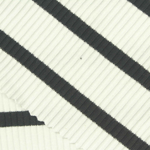 Black Diagonal-Stripe Rib Knit, Viscose, 380 gsm