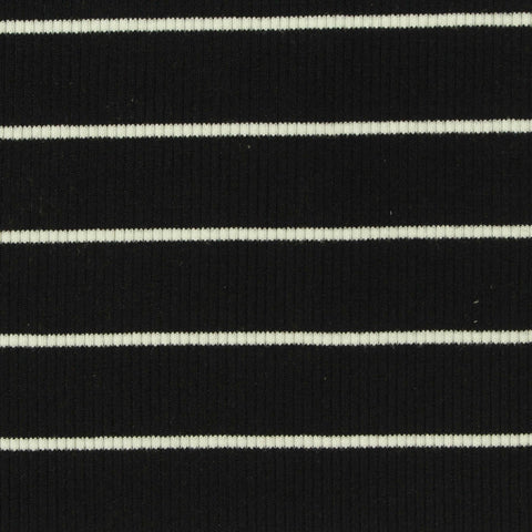 White Horizontal-Stripe Rib Knit, Viscose