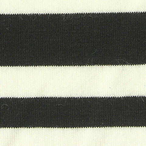 Black Horizontal-Stripe Jersey Knit, Poly-Viscose, 165 gsm, 170 cm