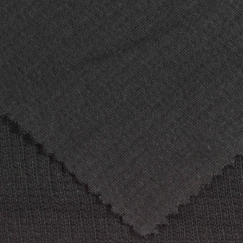100% Cotton Rib Knit Fabric, 247 gsm, 135 cm — Black