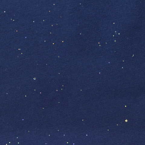 Navy Glitter-Dot Jersey Knit, Cotton