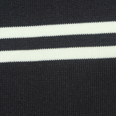 White Horizontal-Stripe Rib Knit, Polyester, 580 gsm