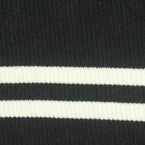 Black Horizontal-Stripe Rib Knit, Polyester, 670 gsm