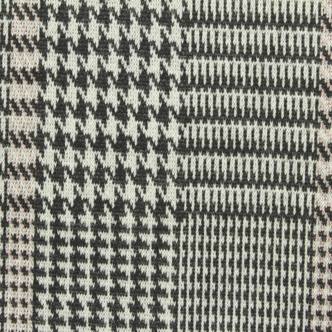 Black Houndstooth Interlock Knit, Polyester