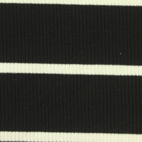 White Horizontal-Stripe Rib Knit, Poly-Viscose, 260 gsm, 150 cm, ref EF-250137