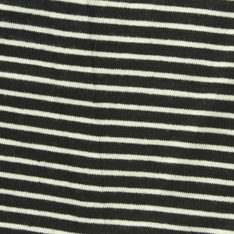 Black Horizontal-Stripe Jersey Knit, Viscose, 204 gsm