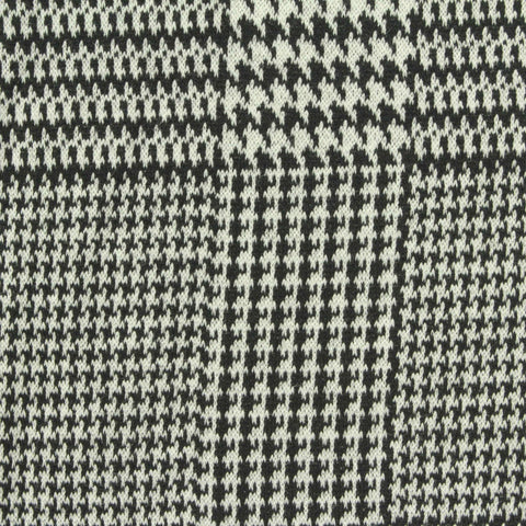 Black Houndstooth Interlock Knit, Poly-Viscose, 340 gsm