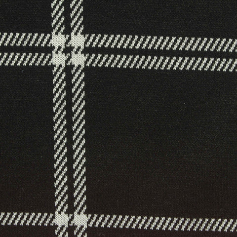 Black Plaid Interlock Knit, Polyester, 336 gsm