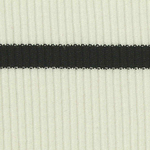 Off-White Horizontal-Stripe Rib Knit, Poly-Viscose, 250 gsm, 150 cm
