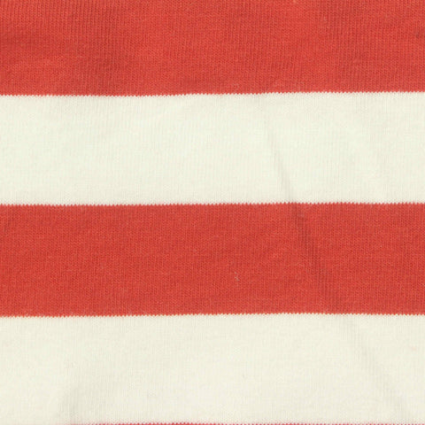 Red Horizontal-Stripe Jersey Knit, Cotton, 160 gsm