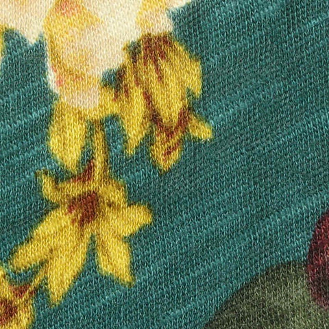 Yellow Floral Jersey Knit, Cotton-Modal