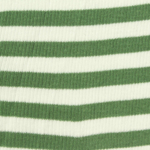 Green Horizontal-Stripe Rib Knit, Cotton