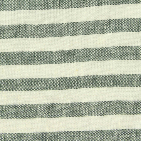 Dark Green Stripe Woven, Cotton-Linen