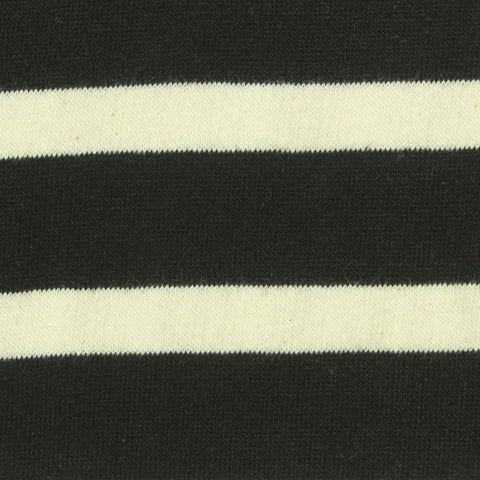 Black Horizontal-Stripe French Terry, Cotton-Poly, 220 gsm