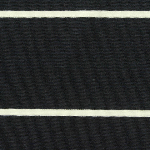 White Horizontal-Stripe Ponte Knit, Viscose-Nylon, 300 gsm