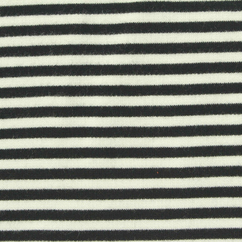 Black Horizontal-Stripe Ponte Knit, Viscose-Nylon, 285 gsm