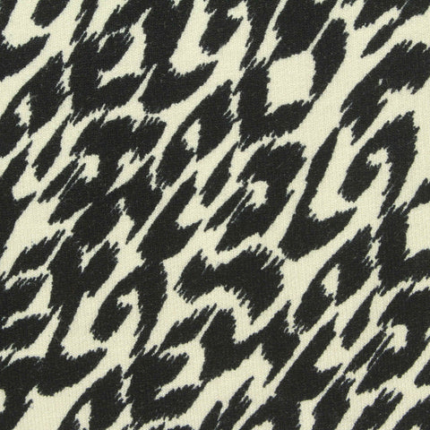 Black Animal Print French Terry, Viscose-Poly