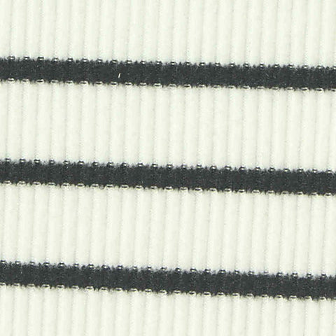 Black Horizontal-Stripe Knit, Polyester, 260 gsm, 185 cm