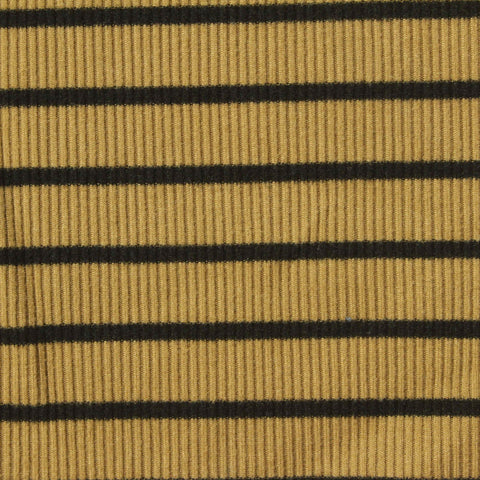 Mustard Horizontal-Stripe Rib Knit, Polyester