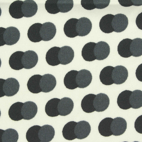 Dark Grey Circles Interlock Knit, Polyester